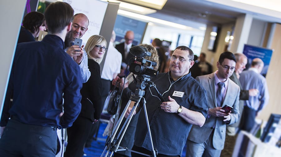 Tosh Lubek filming at Scottish Social Media and Marketing Show